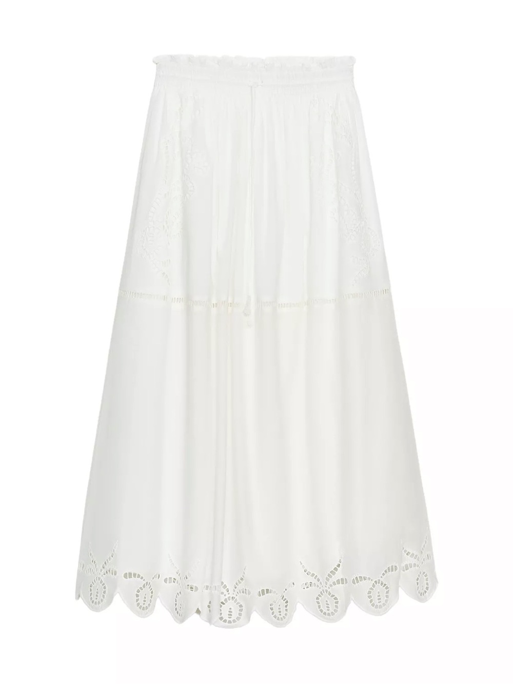 NWT Zara Embroidered Long Skirt ZW Collection Oyster White M